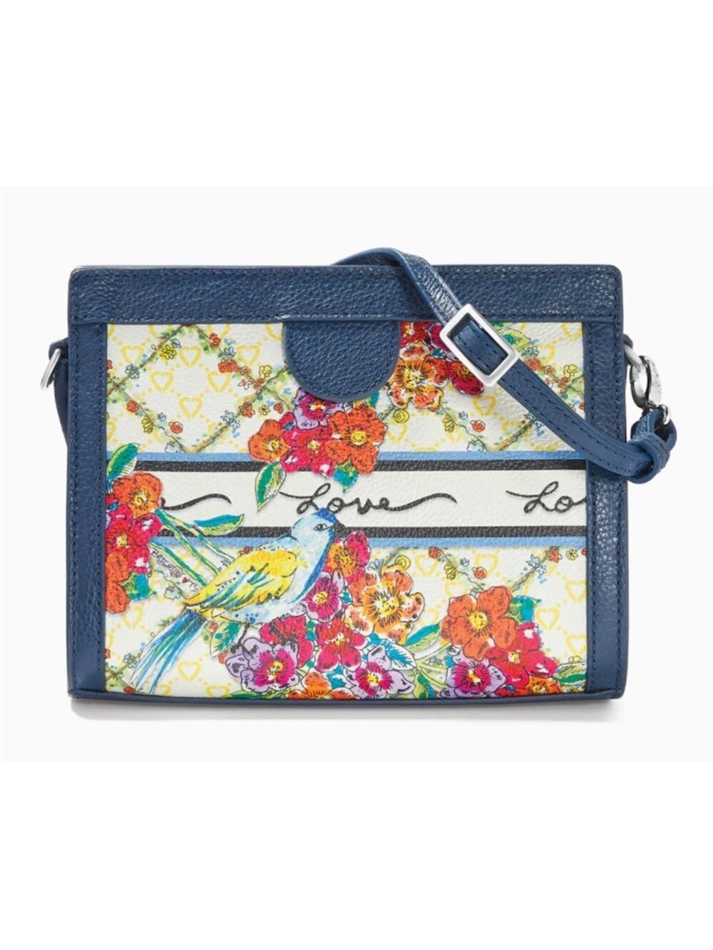 Brighton Fashionista Garden Variety Small Leather Crossbody Bag Blue